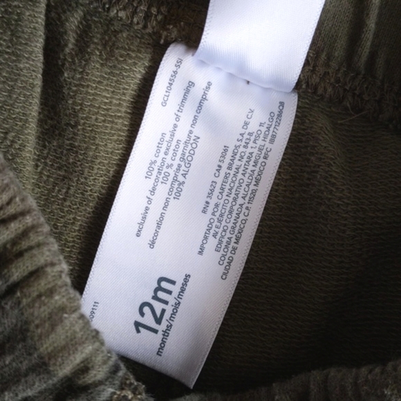 carter's comfy green camo pull-on shorts 12 months baby boy - Picture 5 of 6